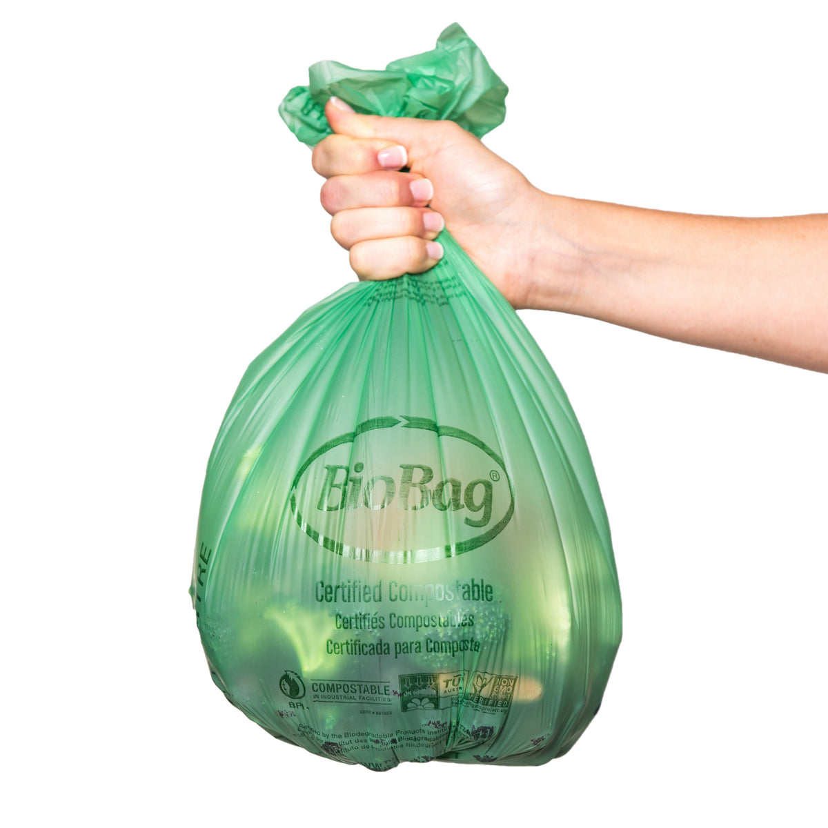 22.2&quot; x 29&quot; x 0.68 mil 13 Gallon Green Home-Compostable Plastic Food Scrap Collection Bags (144 Bags, 12 Bags/Box, 12 Boxes/Case)