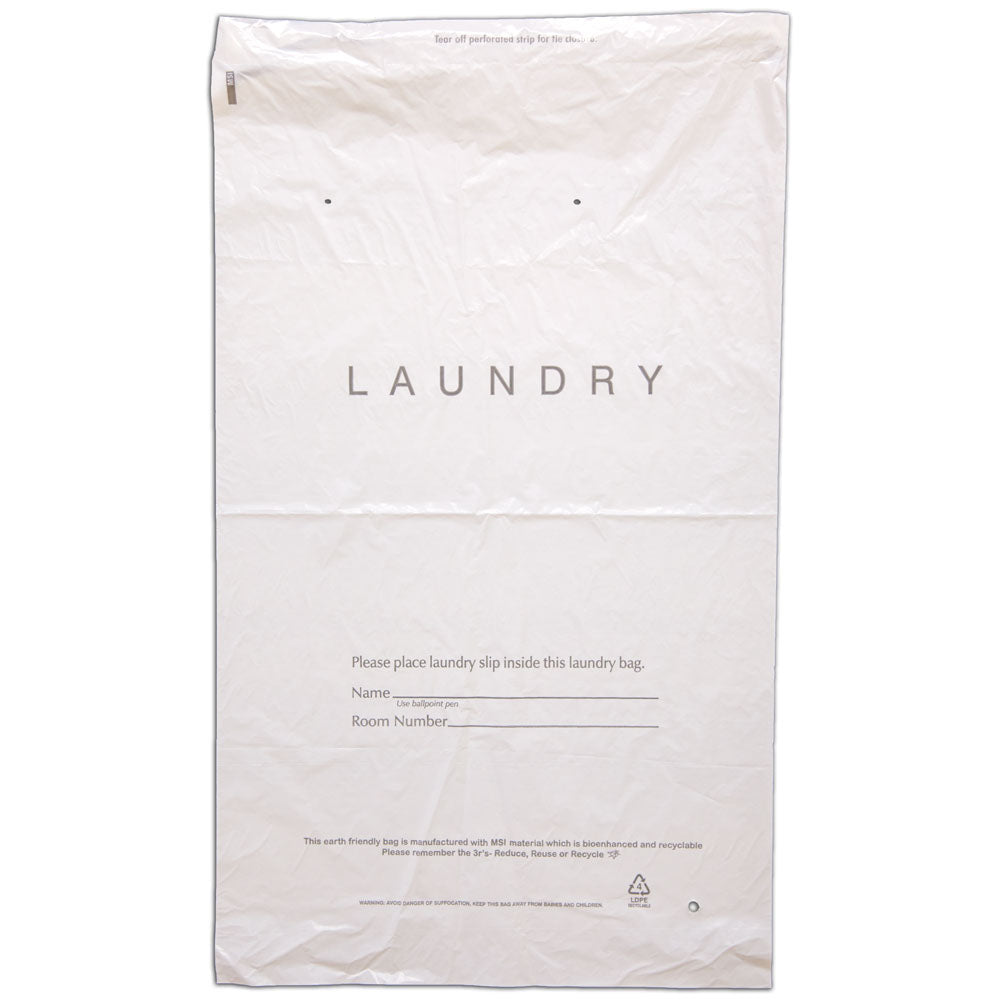 White Landfill-Biodegradable Plastic Hotel Laundry Bags 1