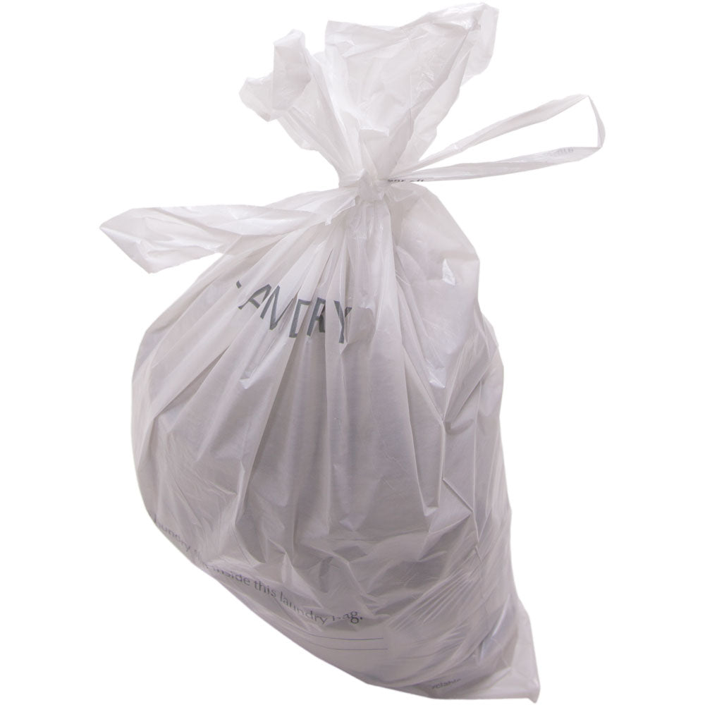 14 x 24 x 1.25 mil White Landfill-Biodegradable Plastic Hotel Laundry  Bags with Tear Strip for Closing, Vent Hole (Case of 1,000)