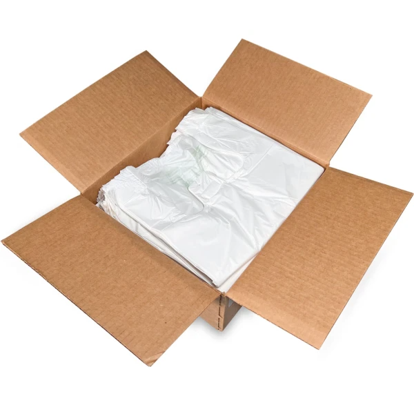 White Landfill-Degradable Plastic Grocery Store Checkout Bags 4