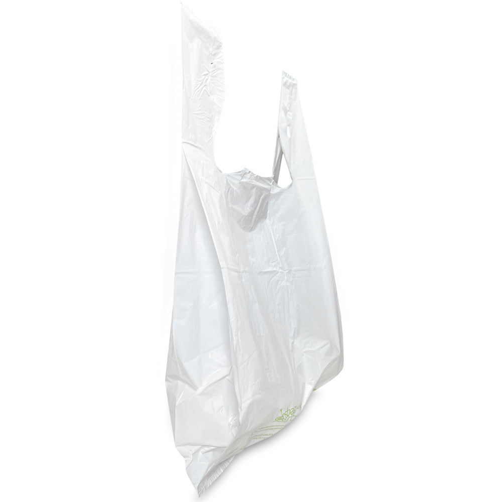 White Landfill-Degradable Plastic Grocery Store Checkout Bags 2