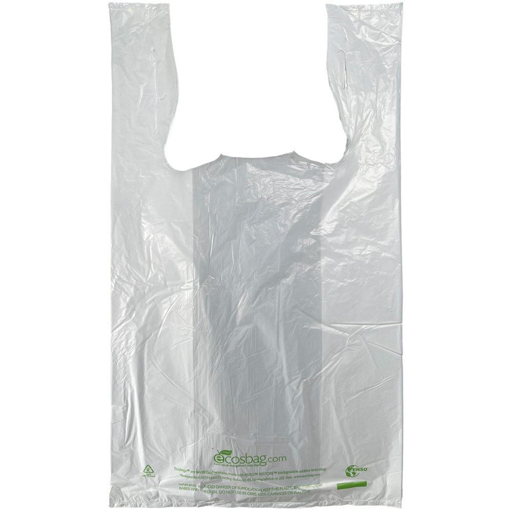 White Landfill-Degradable Plastic Grocery Store Checkout Bags 1