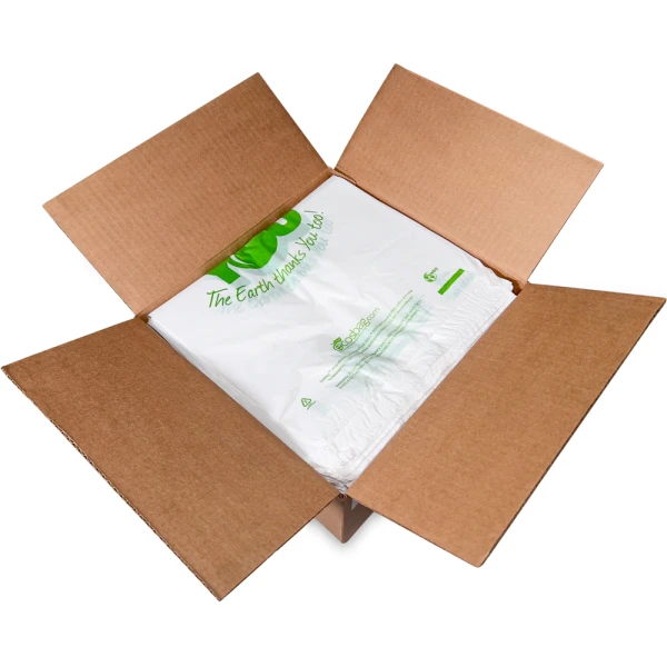 White Landfill-Degradable Plastic Grocery Store Checkout Bags 4