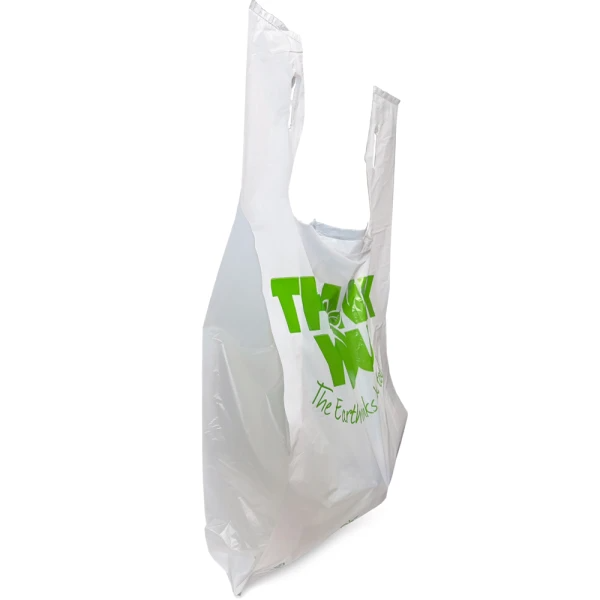 White Landfill-Degradable Plastic Grocery Store Checkout Bags 2