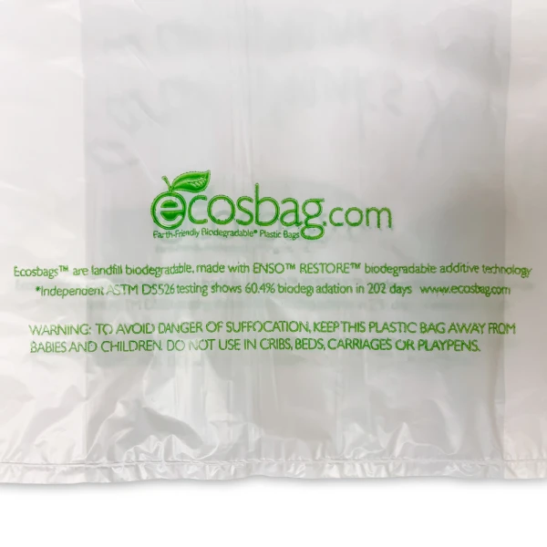 White Landfill-Degradable Plastic Grocery Store Checkout Bags 3